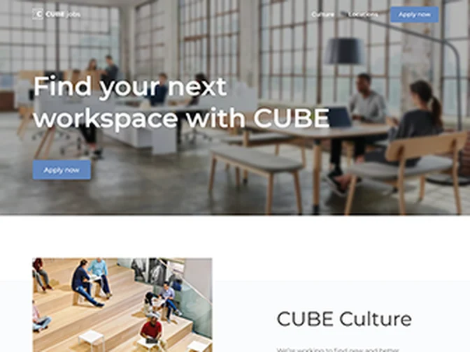 Sample career site with a photo hero, culture section and office locations