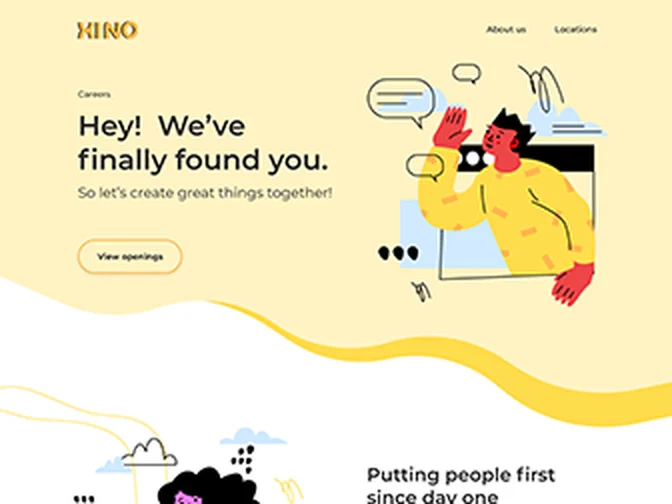 Sample career site with yellow illustrations
