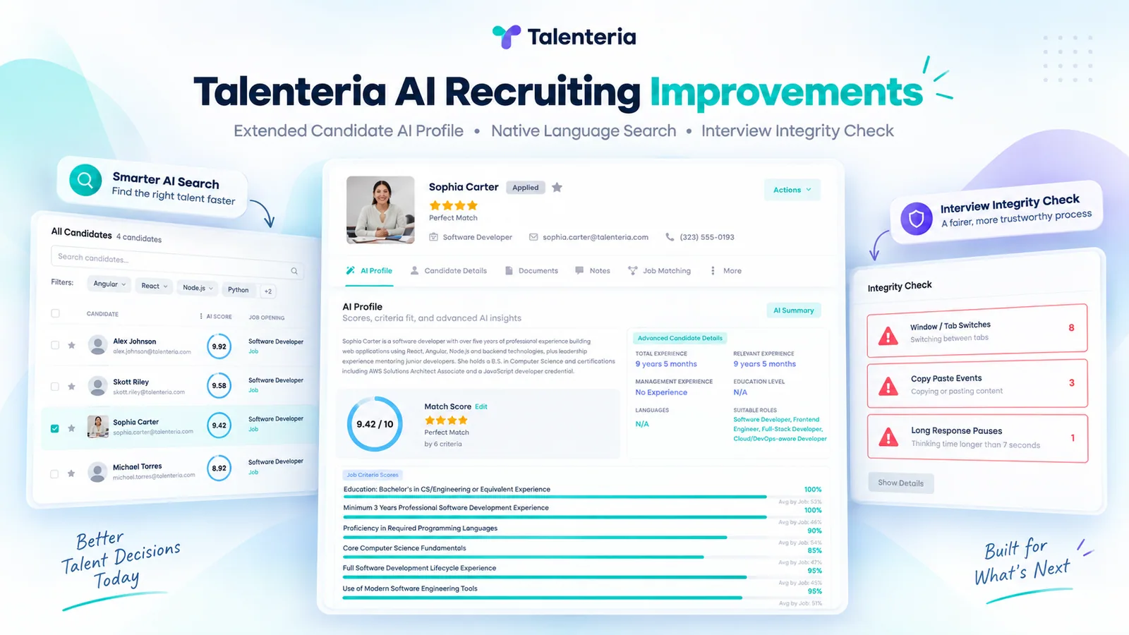 Talenteria Product Update: Smarter Candidate Profiles, Improved AI Search, and Interview Integrity Checks